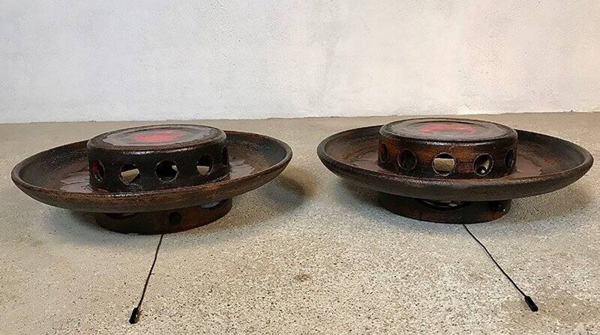 Modernist Scandinavian ceramic art wall lights or sconces, 1960s, set of 2