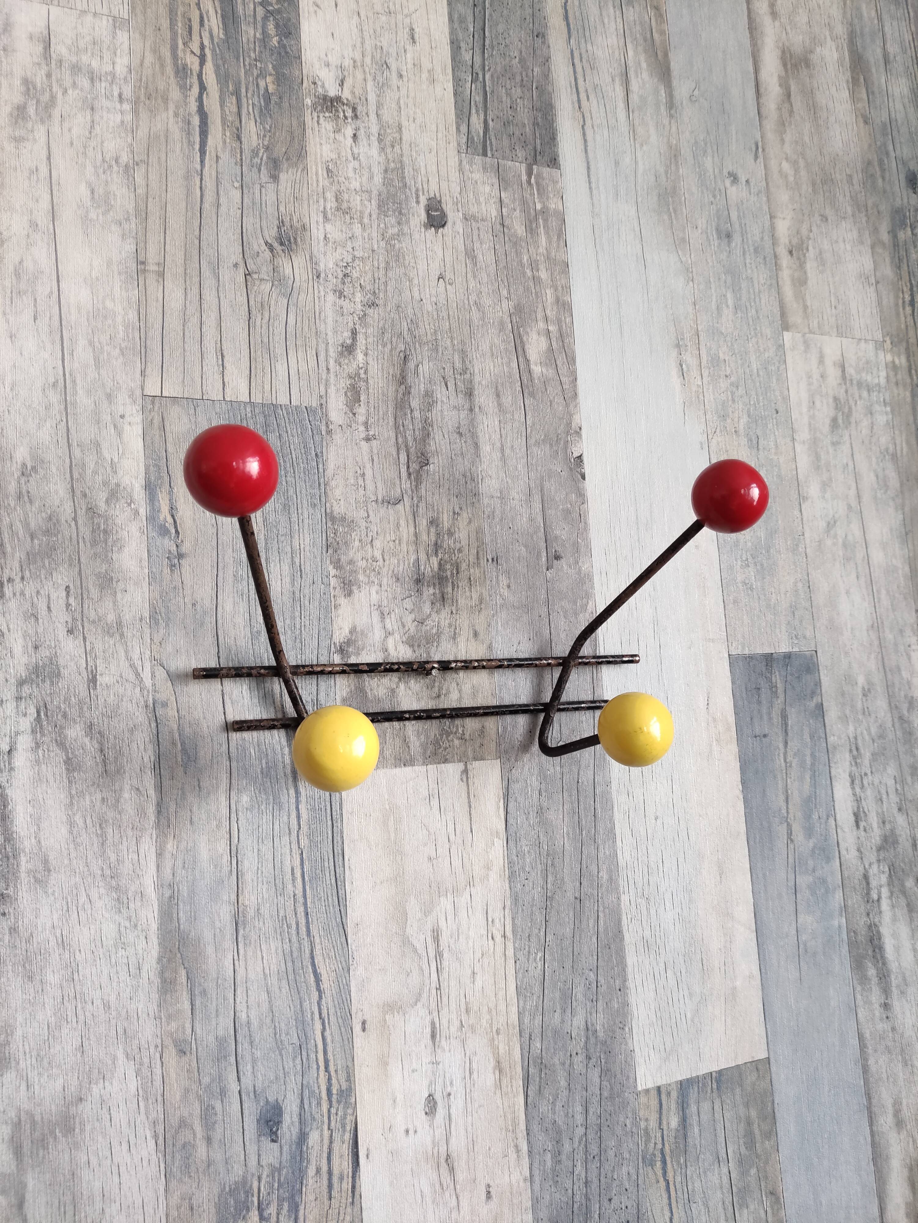 Vintage ball coat rack / colorful hook