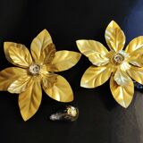 Golden wall leaf sconces