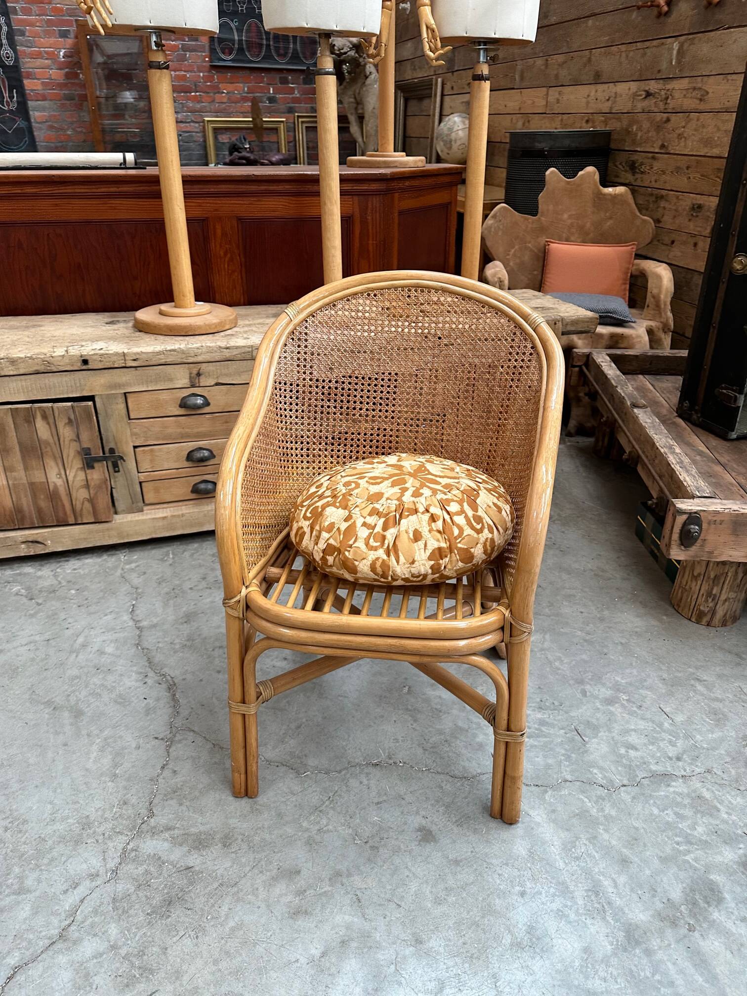 Rattan armchair 80s
