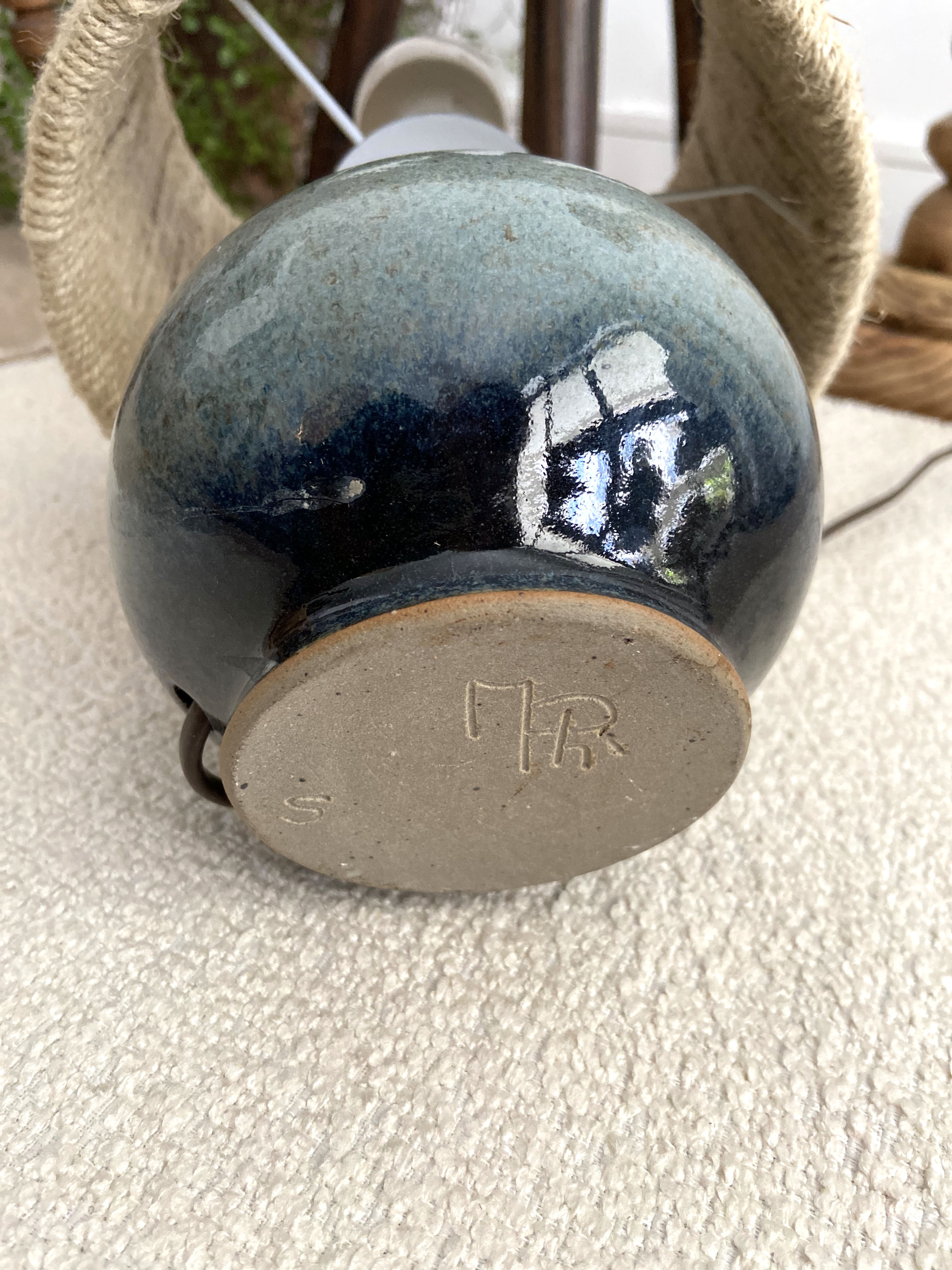 Blue sandstone bedside lamp