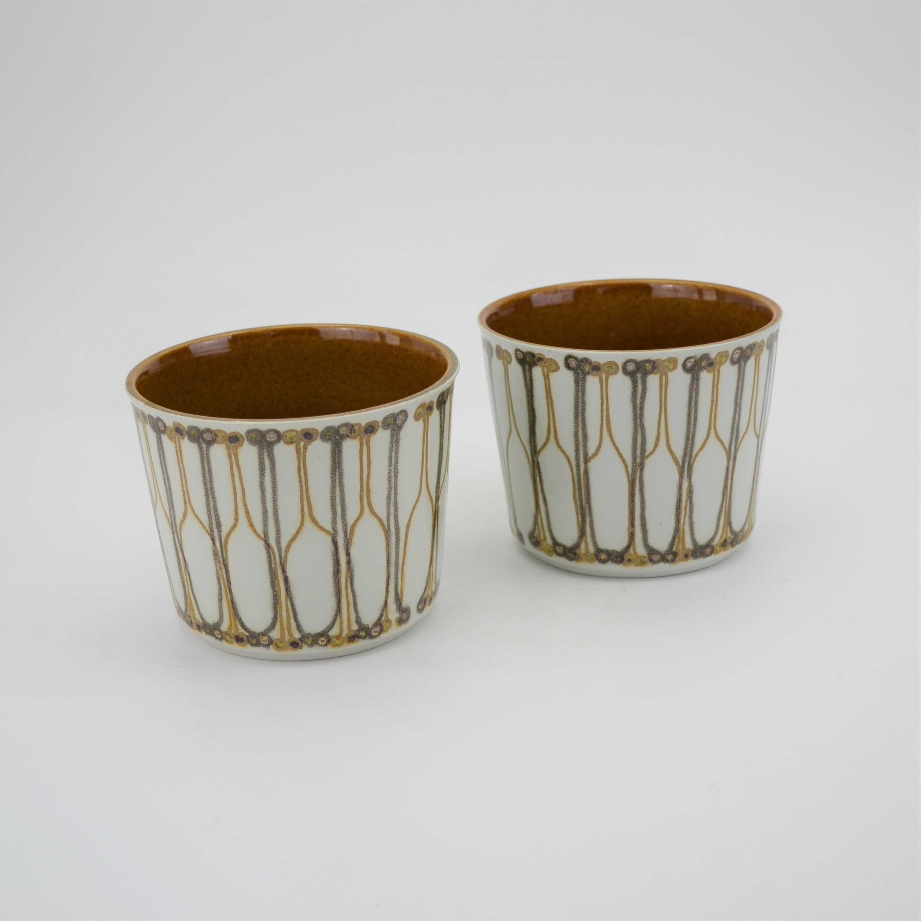 Pair of earthenware pot covers from Ellen Malmer's Baca series for Royal Copenhagen