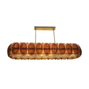Midmodern Style Italian Brass Pendant Lamp, Brown And Beige Murano Glass