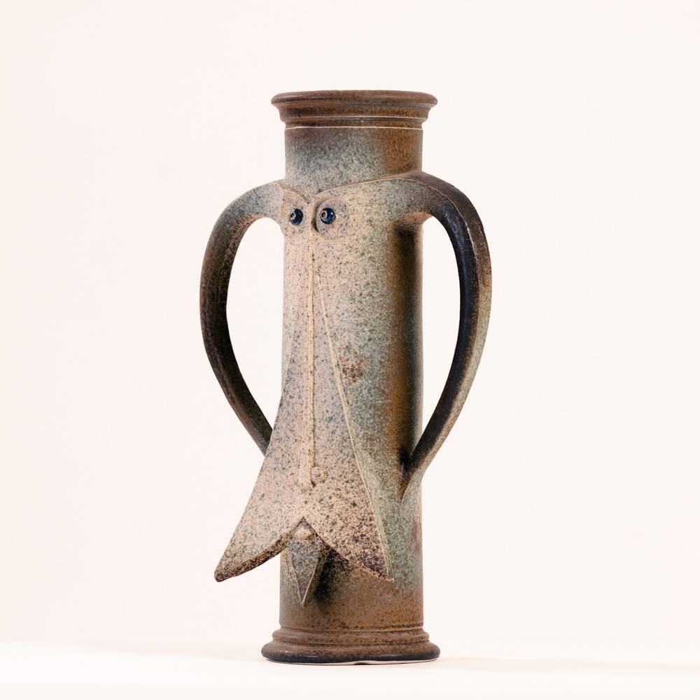 Brutalist ceramic vase with face by Dutch ceramist Rob den Tonkelaar 1970s