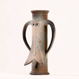 Brutalist ceramic vase with face by Dutch ceramist Rob den Tonkelaar 1970s