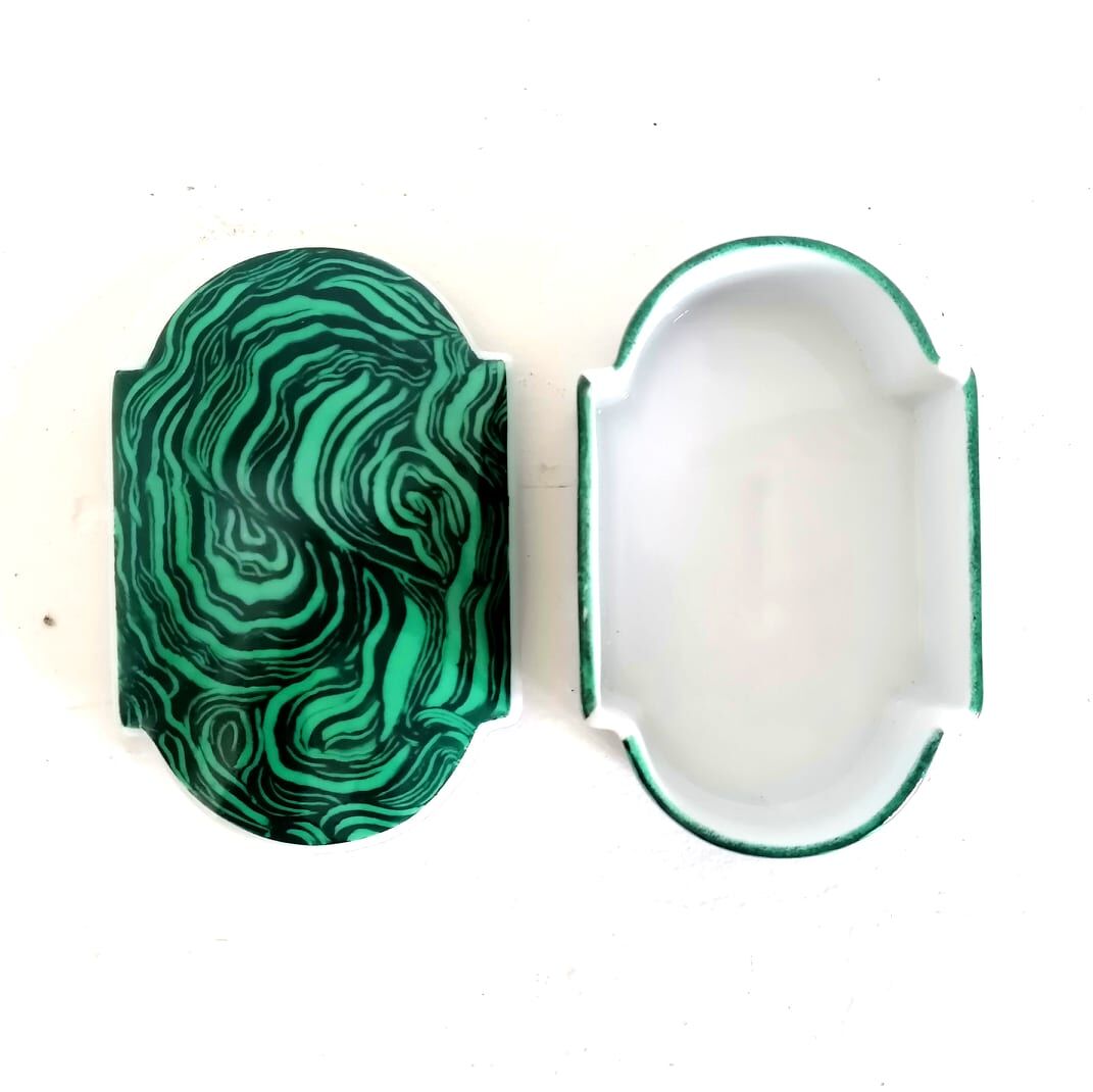 Malachite style porcelain box