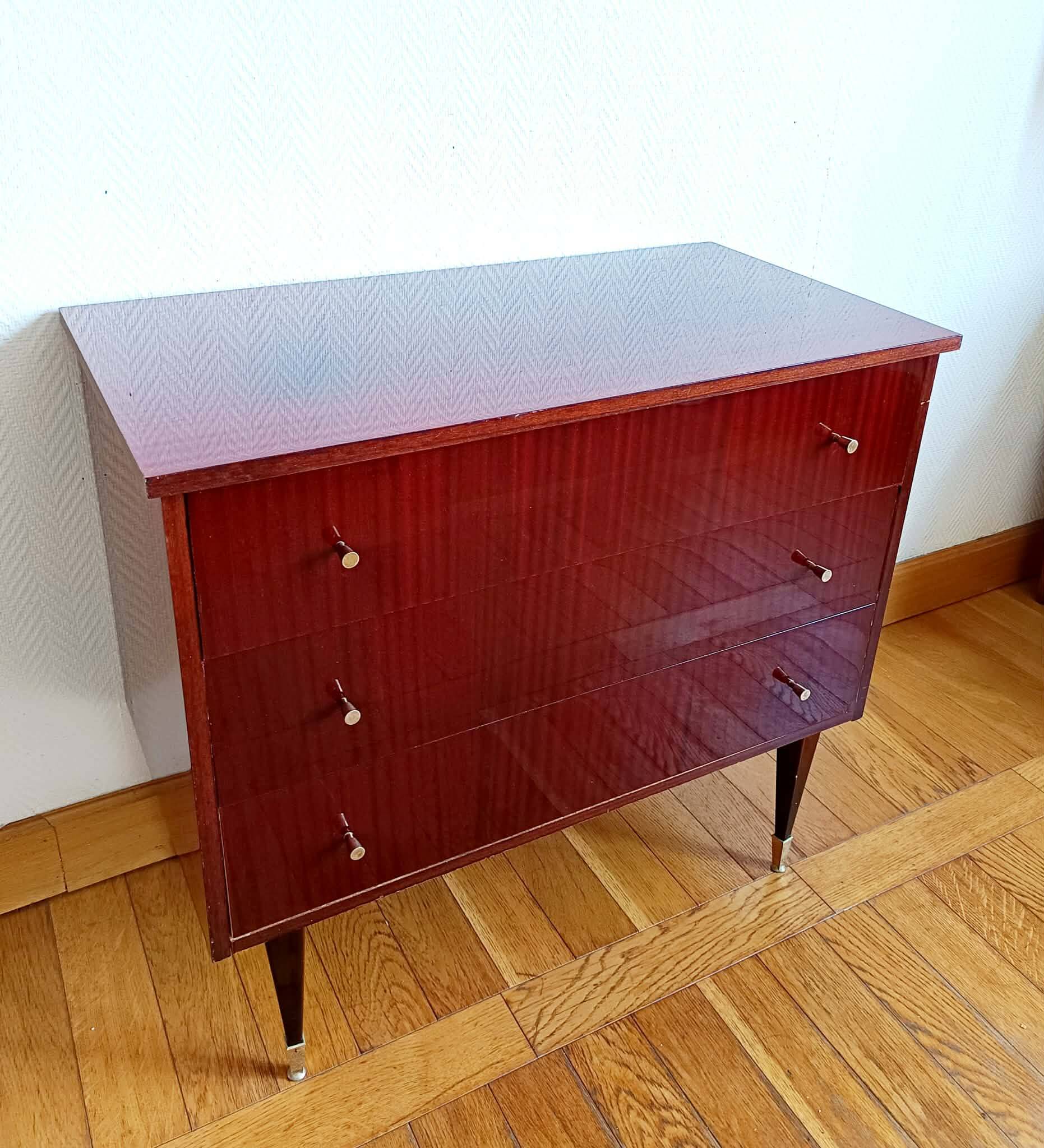 Vintage 1950s lacquered wooden dressing table