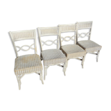 Set de 4 chaises blanches en rotin