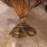 Luminaire globe verre ouraline ancien Art nouveau fin 19e début 20e siècle