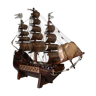 Maquette de bateau en bois et cuivre vintage