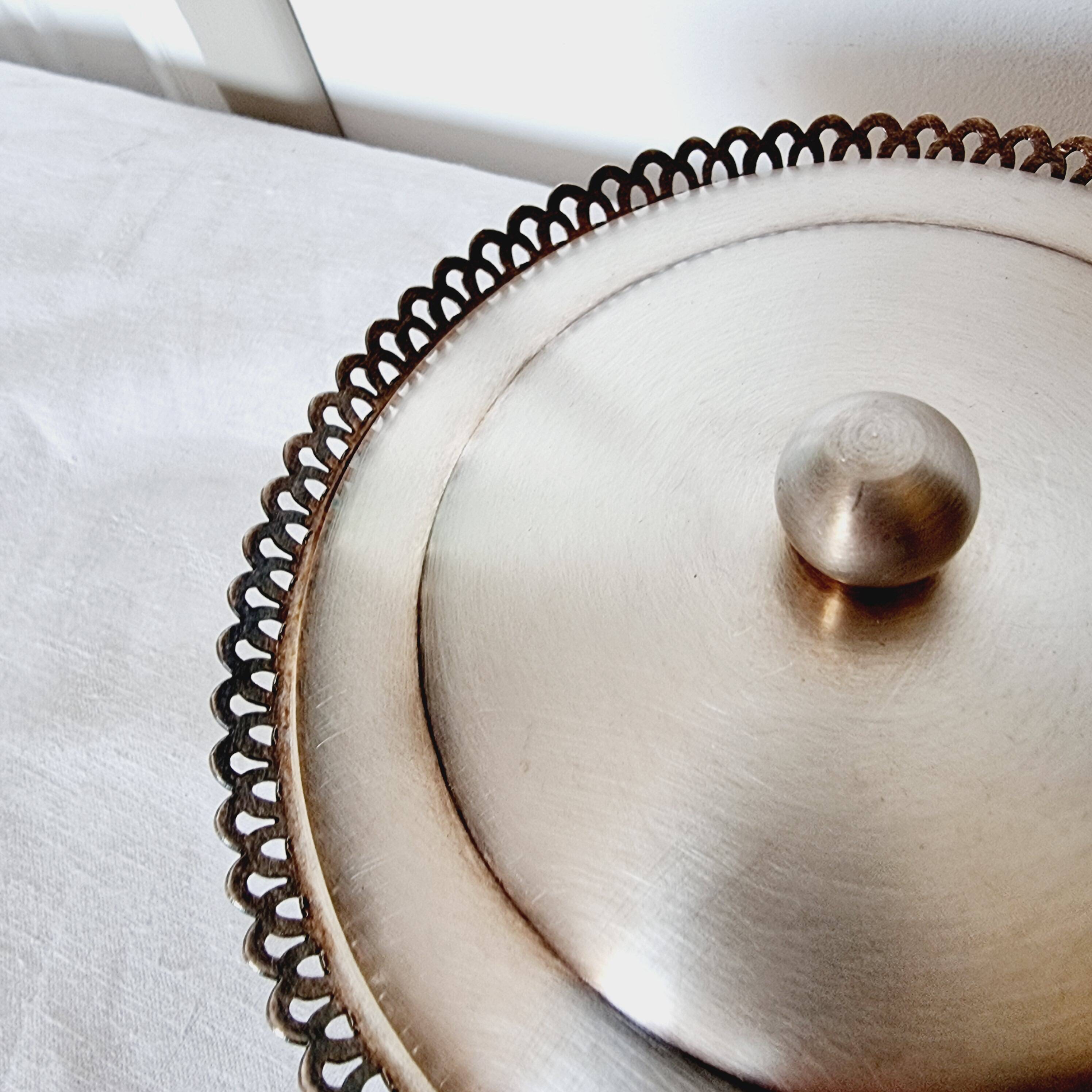 Sugar bowl, pot or cup with lid in Brushed Silver Metal 8Gr