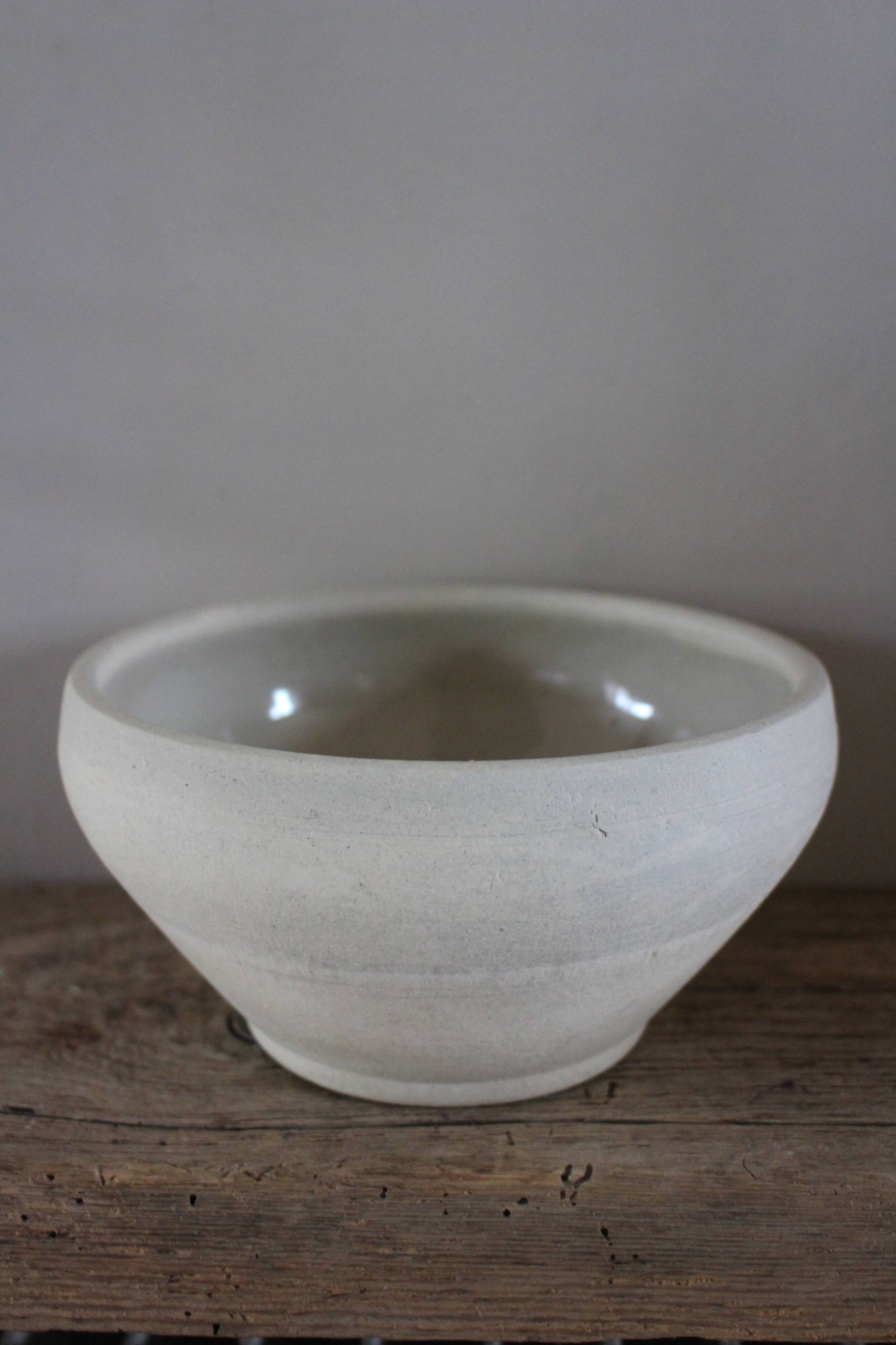 Vintage glazed stoneware bowl in greige.