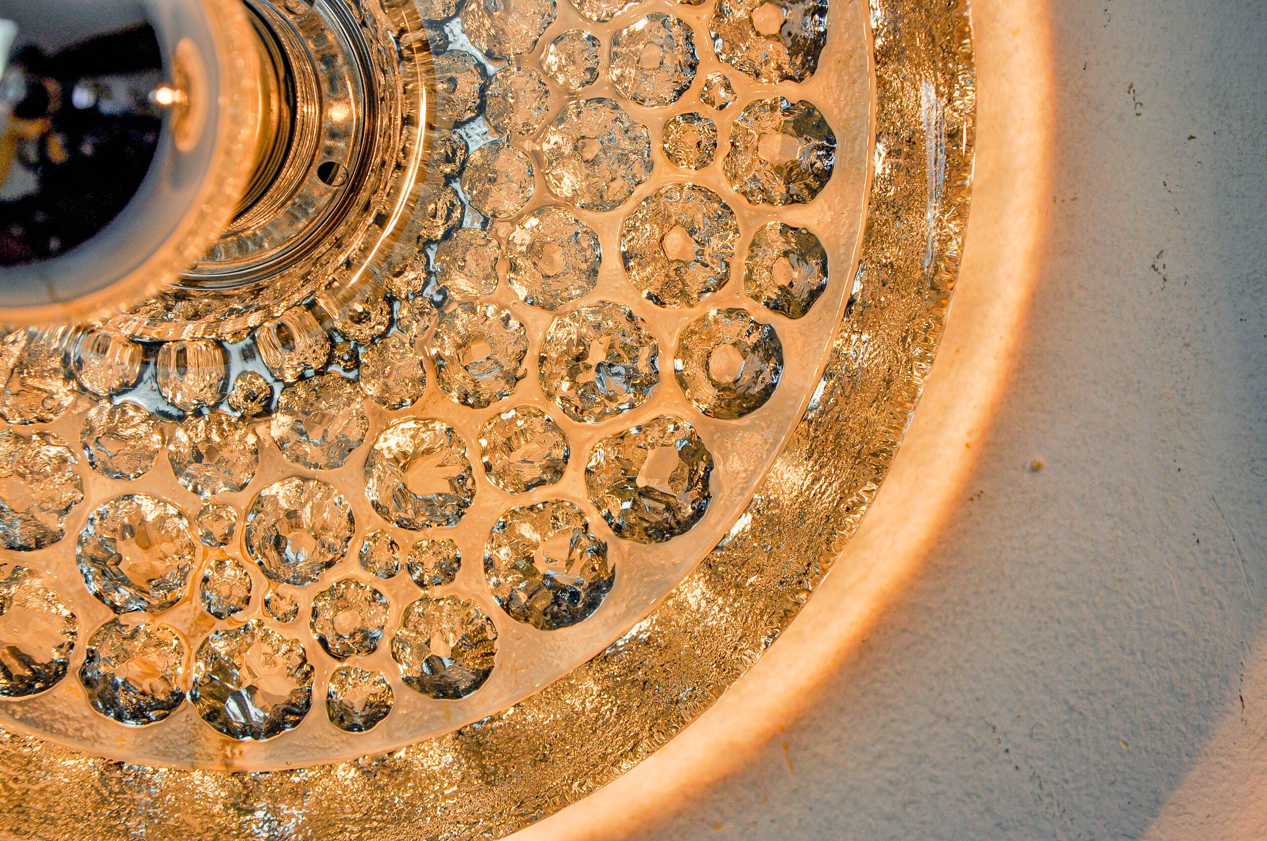 Pair of Space-age wall lights by Peill & Putzler, blown Murano glass, Germany, 1970