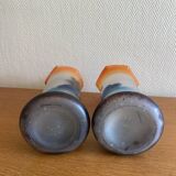 Paire de vases art nouveau en verre peint