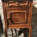 Walnut and marble bedside table