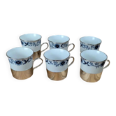 Set of 6 vintage porcelain and silver-plated cups