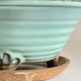 Vintage ceramic tripod pot and saucer