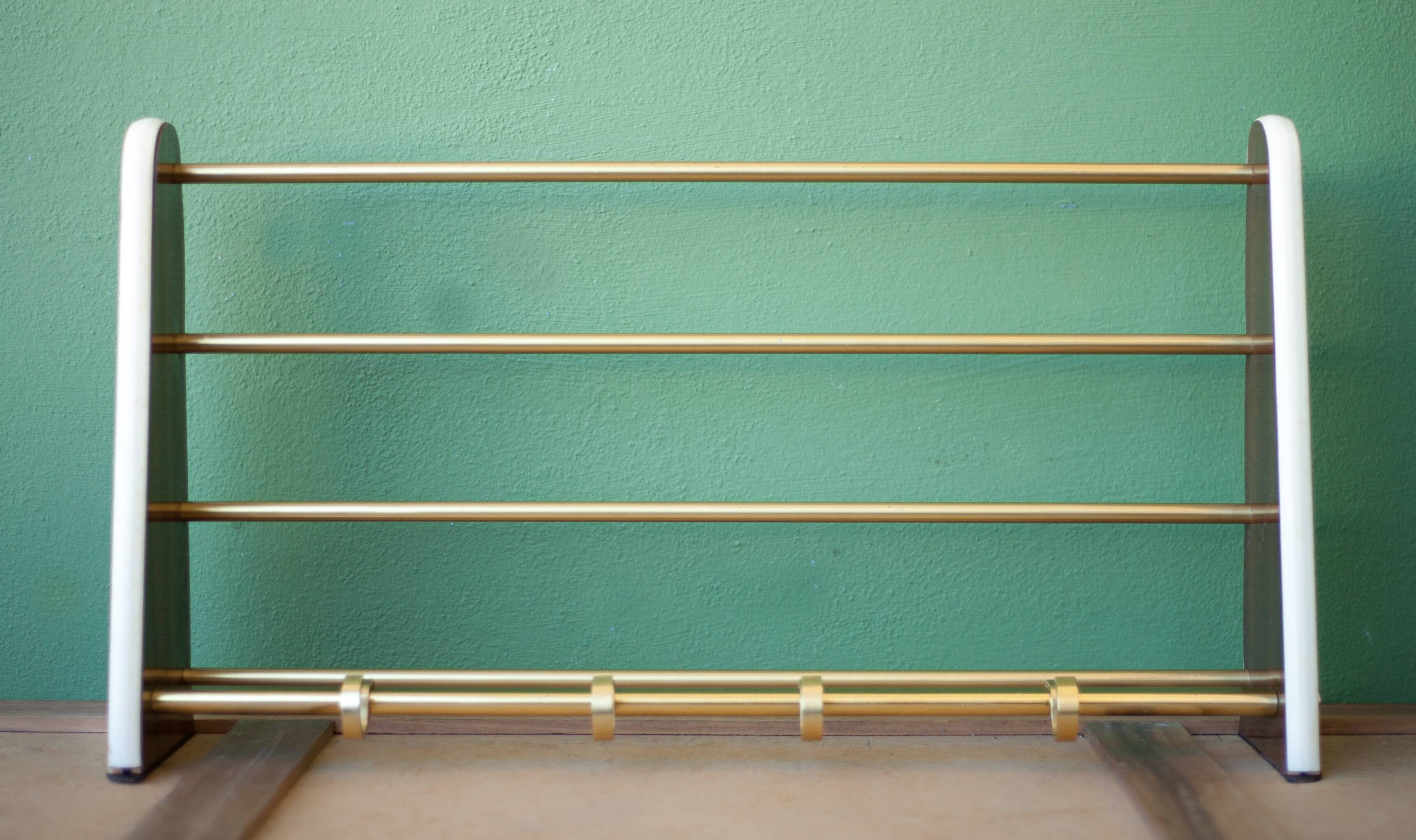 Formica and brass vintage coat rack