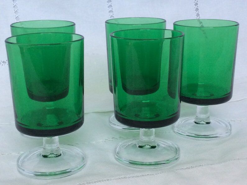 Set of 5 wine glasses Luminarc Arcoroc year 1970