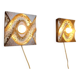 Pair of ceramic brutalist wall lamps by Pan Leuchten, 1960s