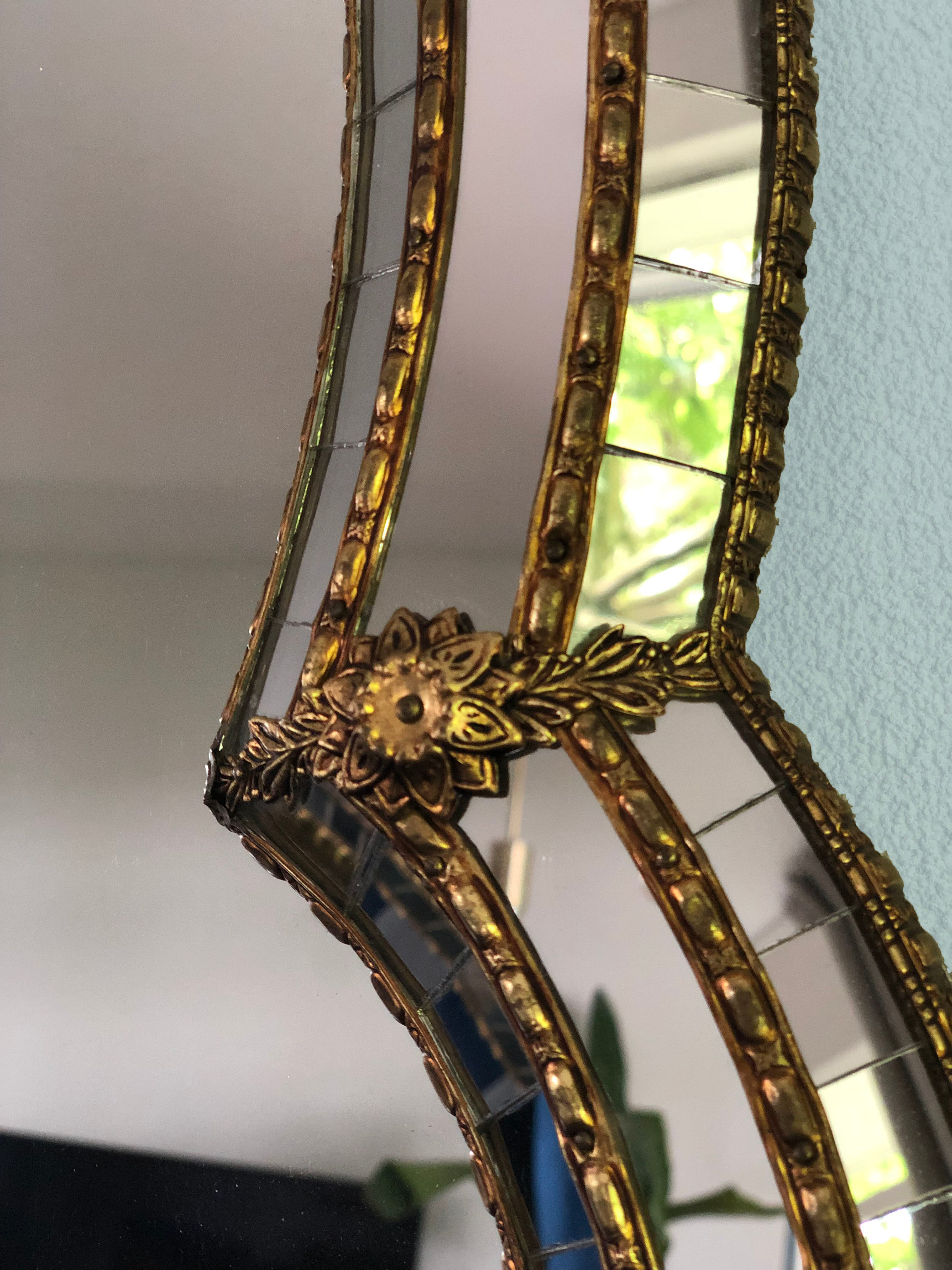 Spanish venetian full length mirror hollywood regency 1980s, 112x59 cm