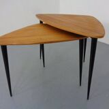 Mid-Century Triangular Birch Side Tables, 1960s, Set of 2