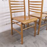 Danish ensemble transformable table 114 cm / 154 + 4 modernist chairs from the 1970s