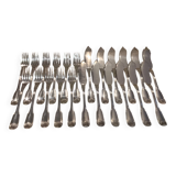 11 fish cutlery 23p silver plated metal goldsmith Cailar Bayard shell