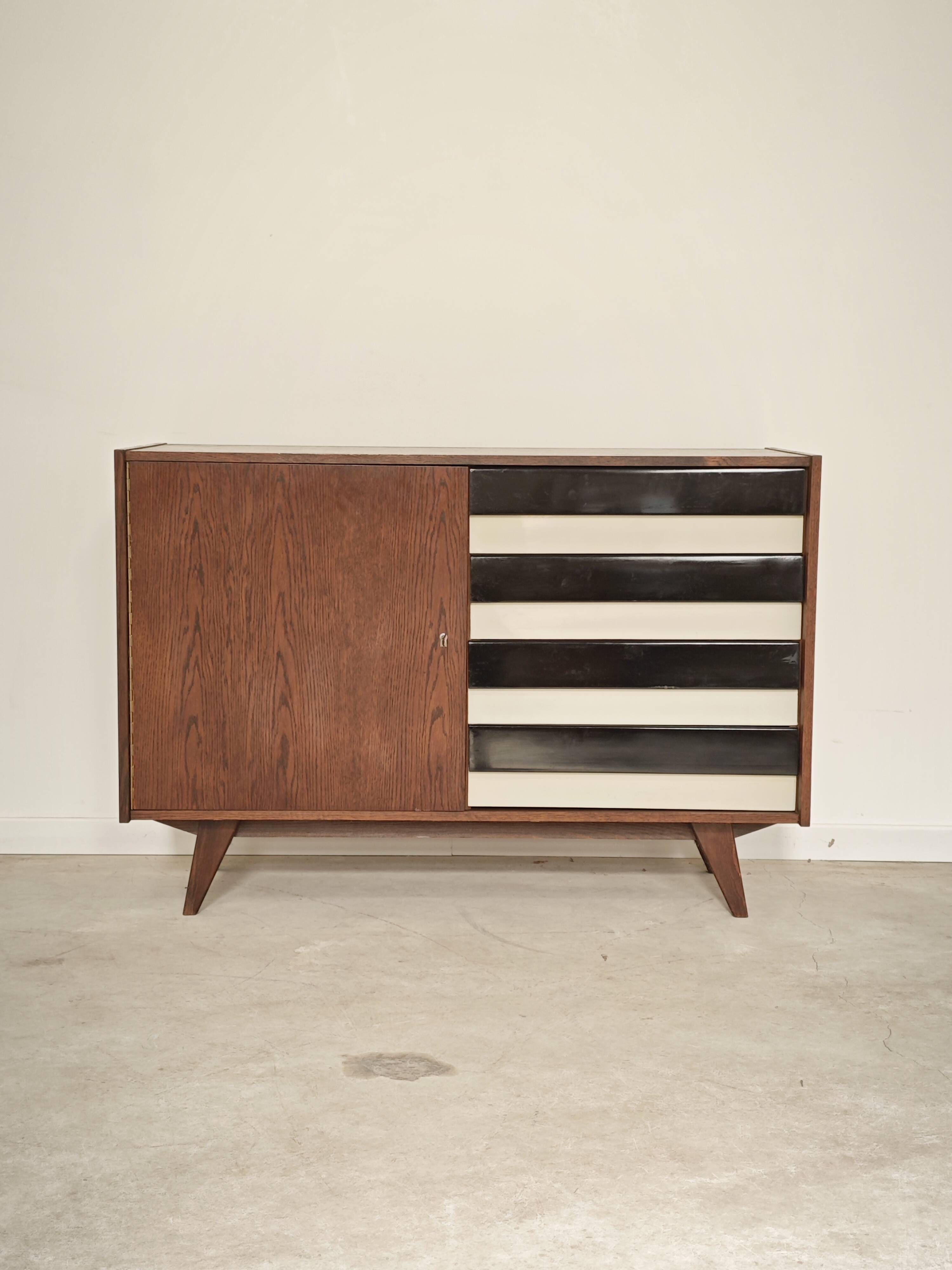 U 458 black and white sideboard by Jiri Jiroutek for Interier Praha, 1960