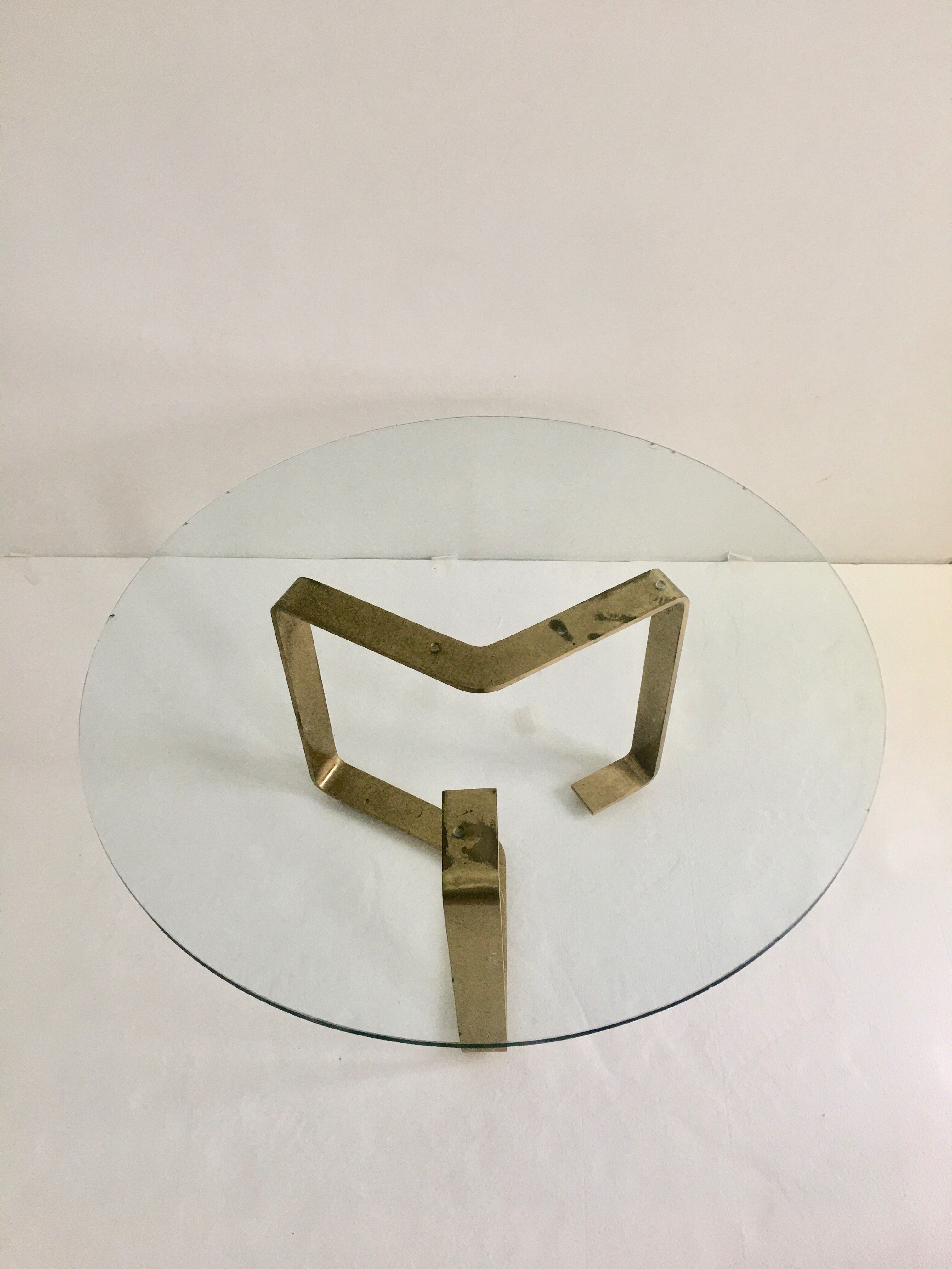 Table coffee glass and solid brass