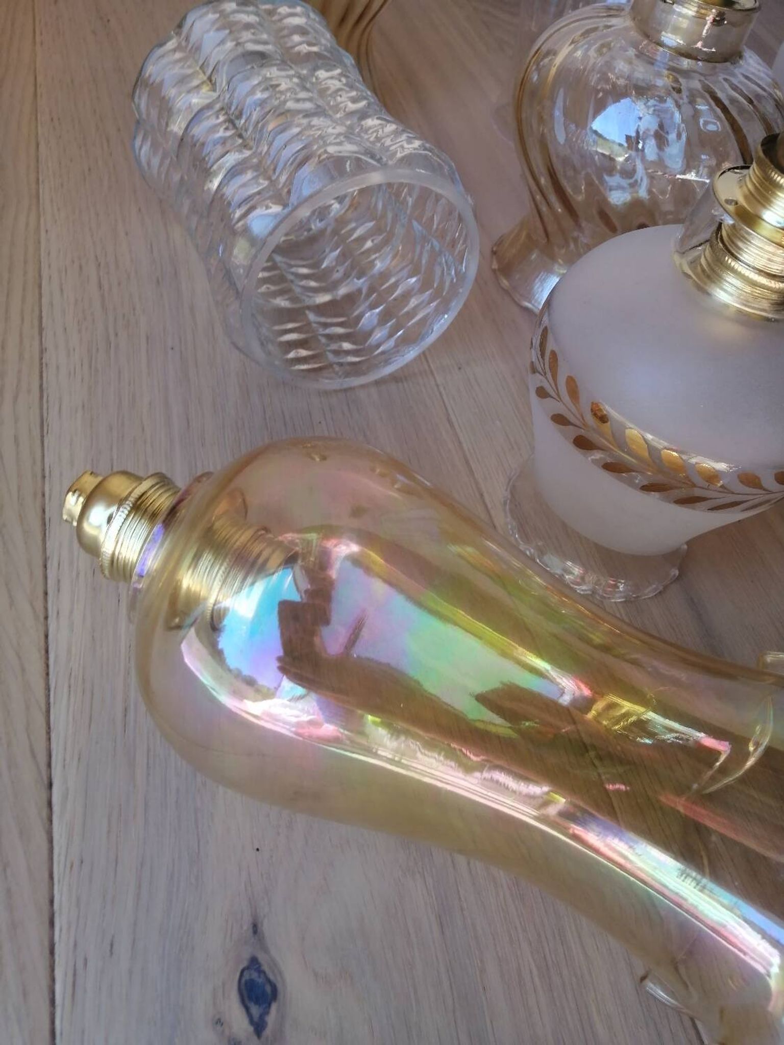Lot de 7 suspensions globes vintage en verre