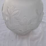 Ball vase with relief flower decoration, frosted glass