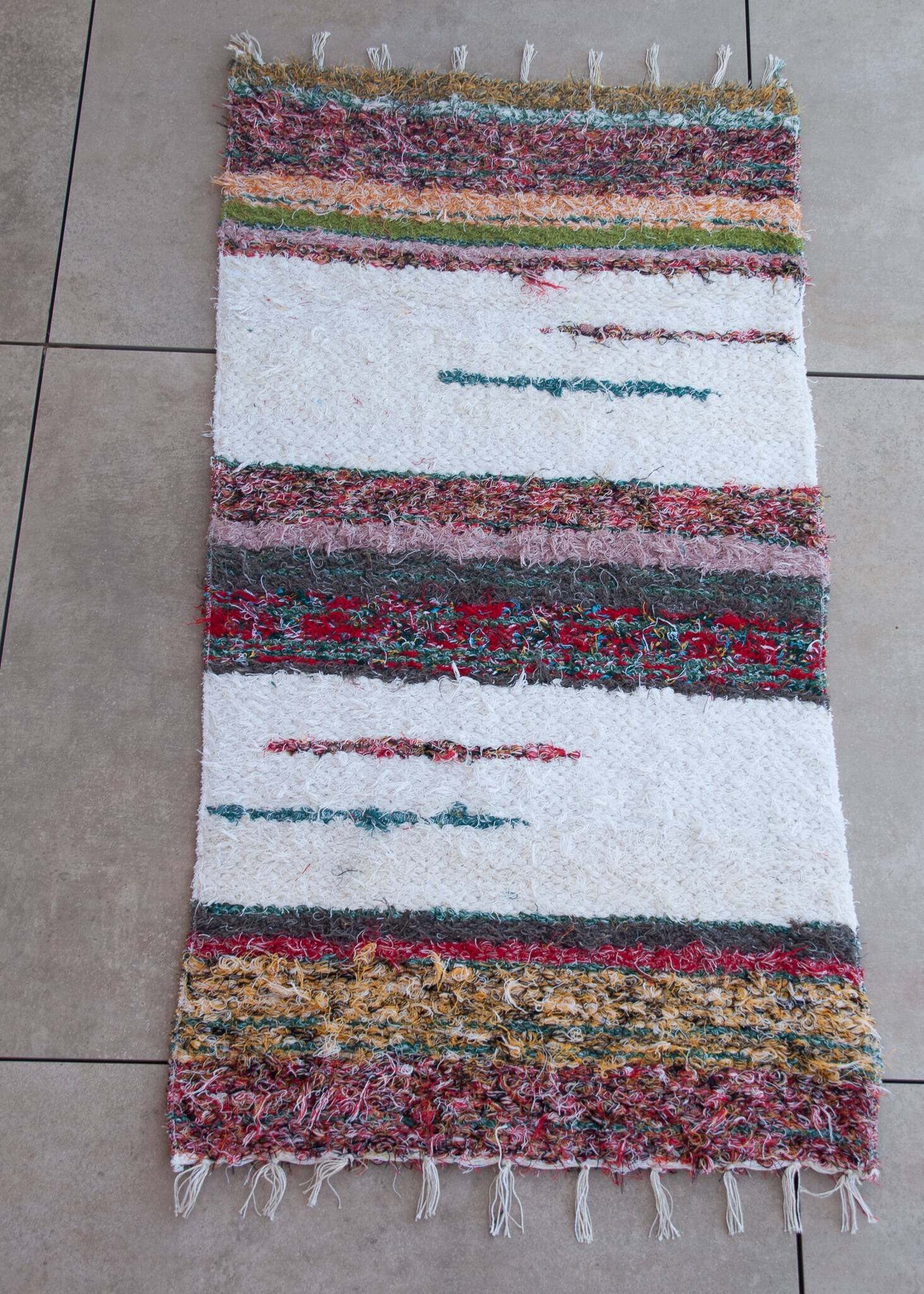Handmade recycled cotton rug - Double thickness Multicolor