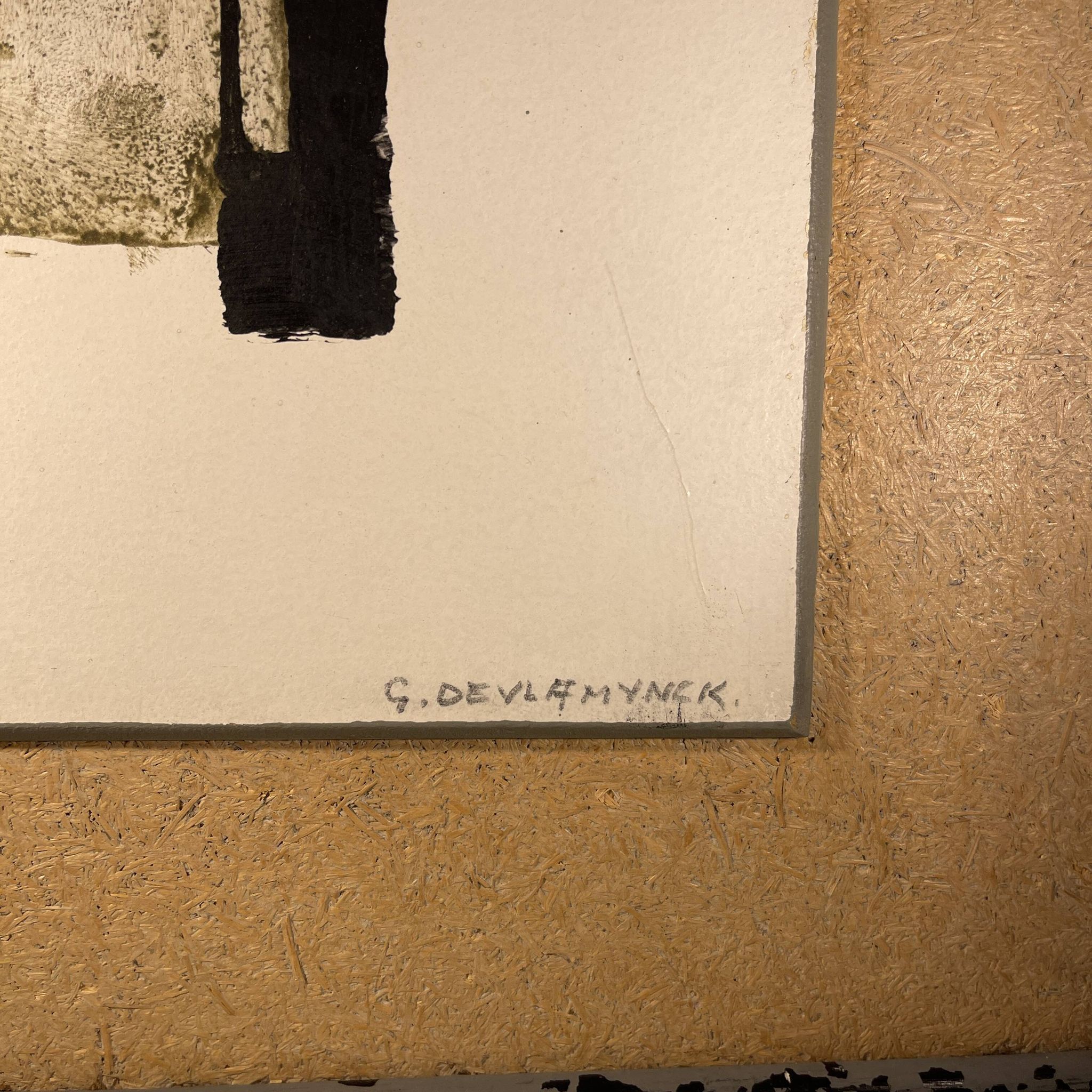 Abstract painting, Georges (Géo) De Vlamynck, oil on panel, ca 1960