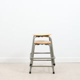 Low gray beech stool with footrest