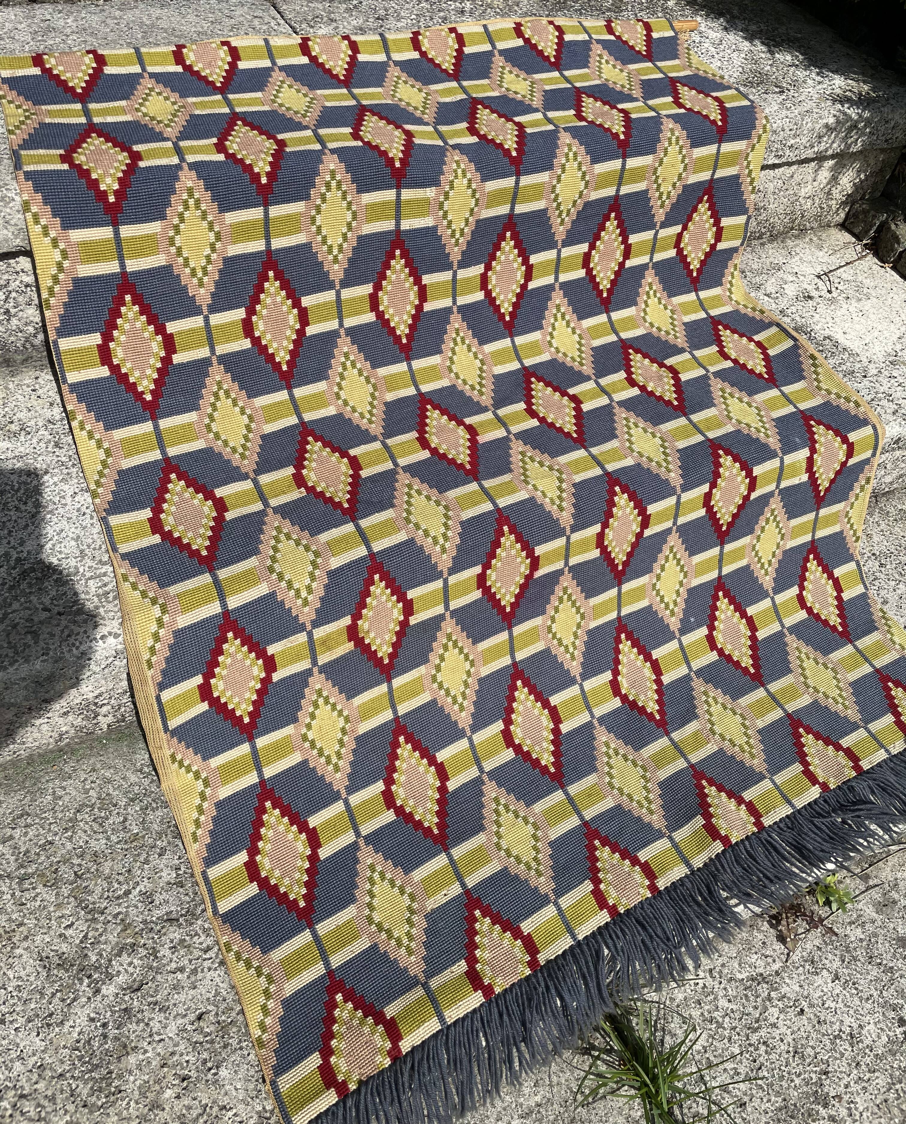 Swedish 1940-50 ‘s Needle point Flat Wall Rug 80x118cm