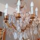 Chandelier cage with grapevines 8 lights Louis XV style in bronze and crystal around 1900