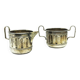 Set of sugar bowl and milk jug, neoclassicism with art deco influences, silver-plated brass, Belgium, 1930s.