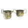 Set of sugar bowl and milk jug, neoclassicism with art deco influences, silver-plated brass, Belgium, 1930s.