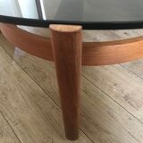 Vintage Danish teak coffee table and smoked glass