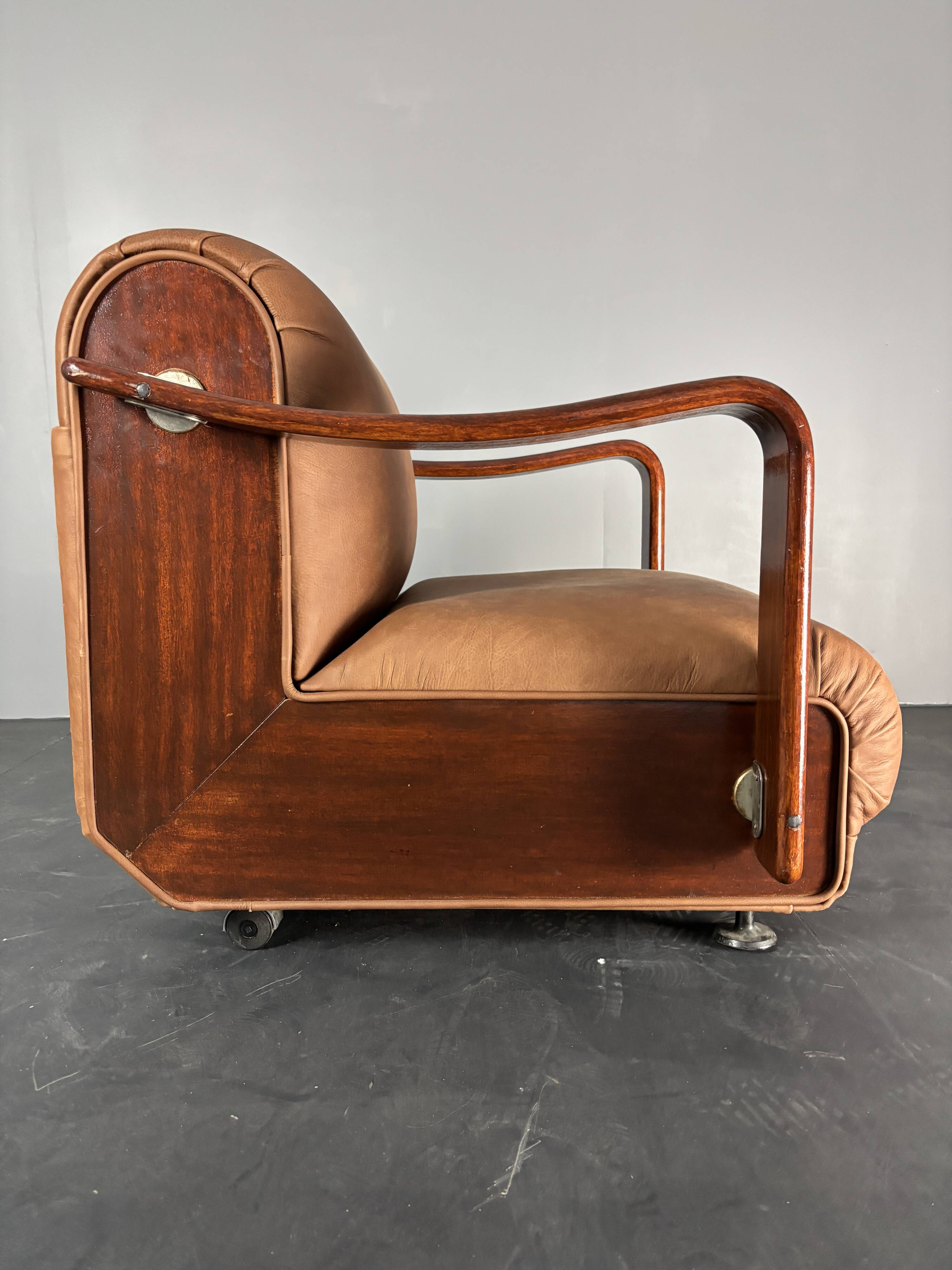 Midcentury brutalist embassy lounge or easy low club chair, 1960s