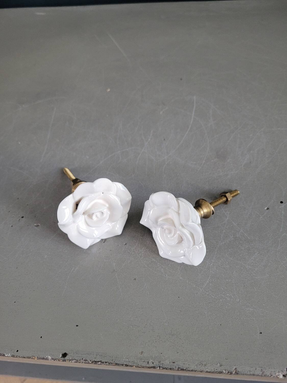 Paire de boutons de meubles en porcelaine