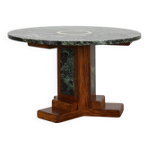 Art Deco Oak and Green Marble Coffee Table, France, 1920