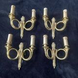 4 Empire style wall lights with hunting horns