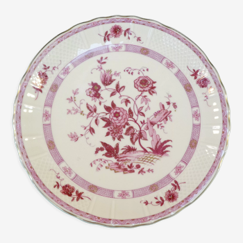 Porcelain compotier bernardaud limoges decoration pink flower / purple