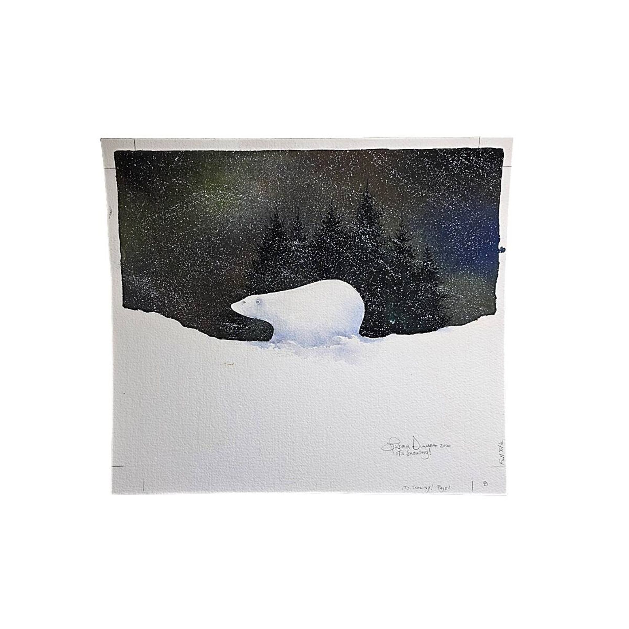 Olivier Dunrea Gouache Il neige Page 1, de 2000