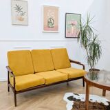 Canapé scandinave retapissé vintage teck