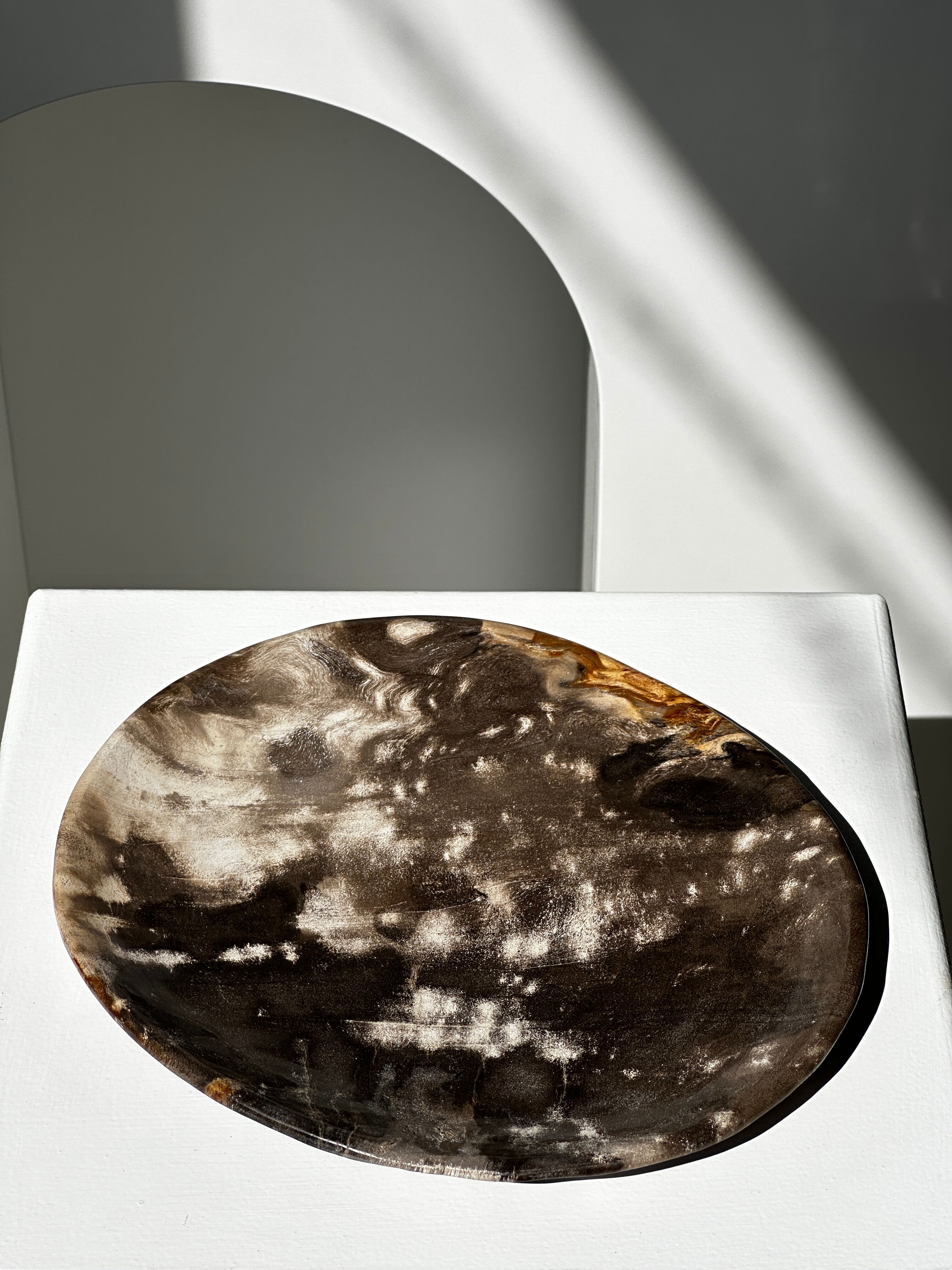 Dish in petrified wood