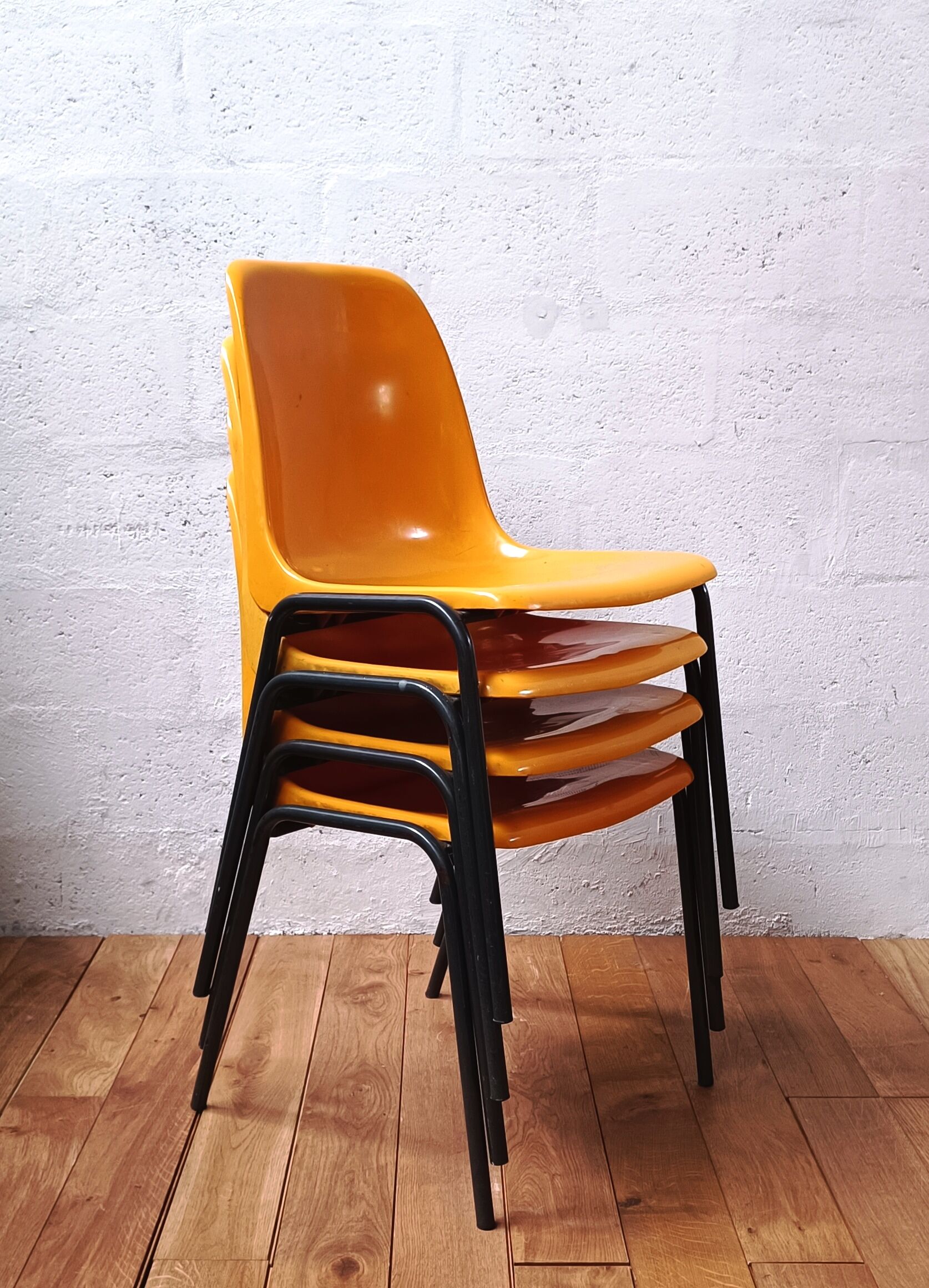 Yellow, vintage community chair