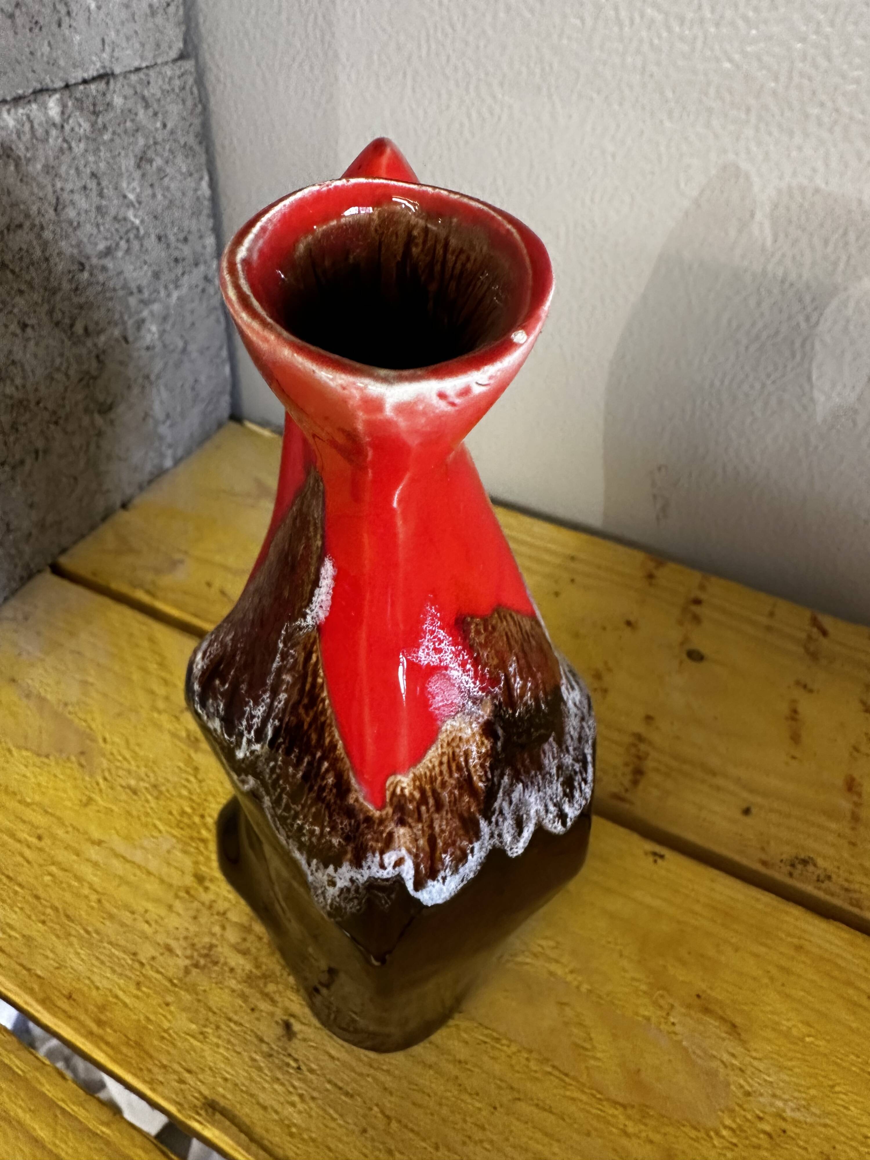 Vallauris Glazed Ceramic Pitcher Vase - Free Form H 22 cm